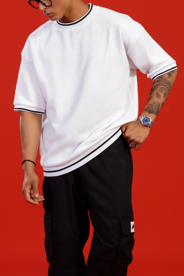 VARSITY EDGE WHITE OVERSIZED T-SHIRT