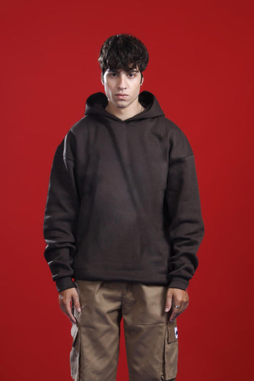 BROWN OVERSIZED BASIC HOODIE
