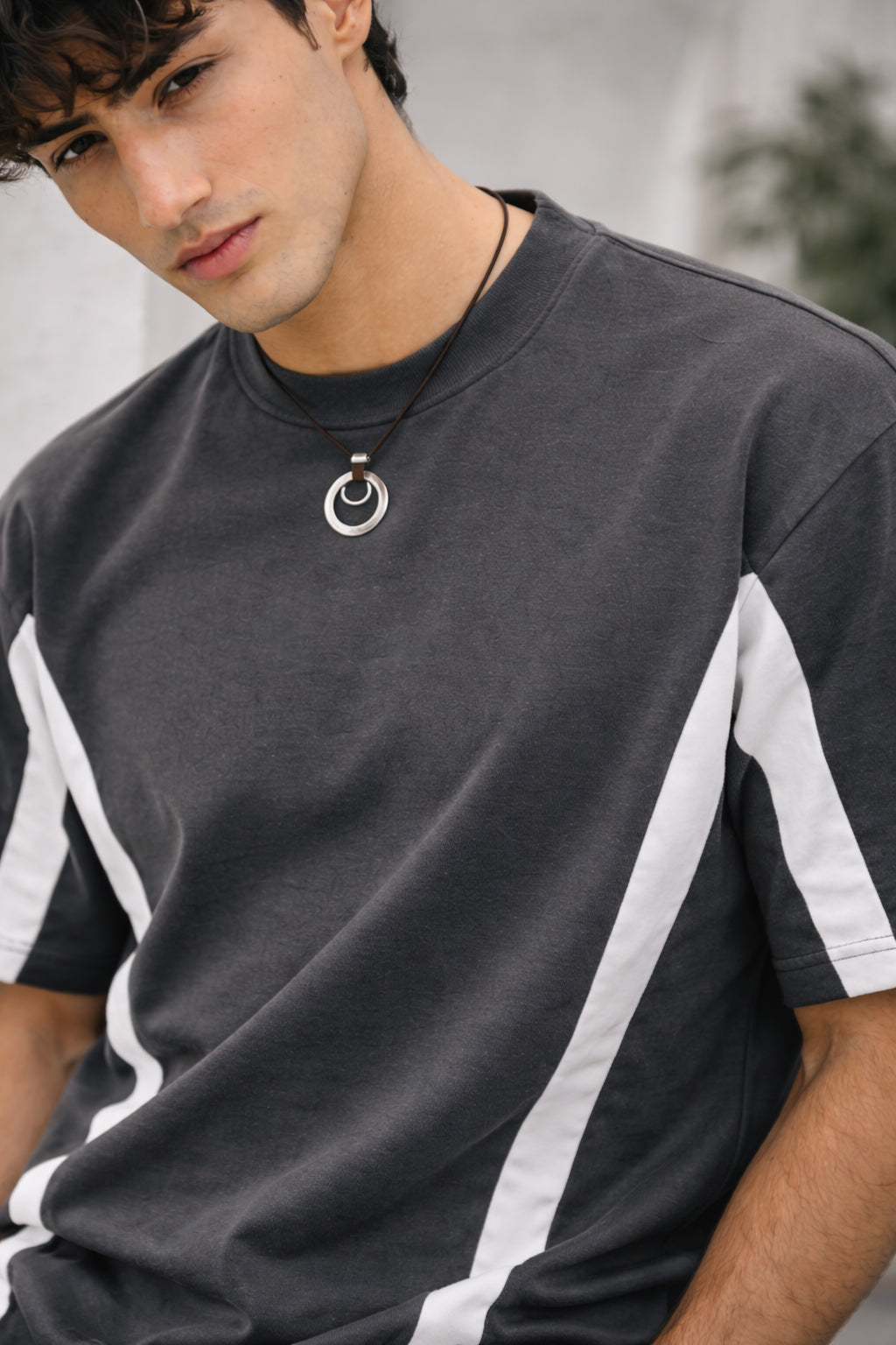 VELOCITY GRAY OVERSIZED PANEL T-SHIRT