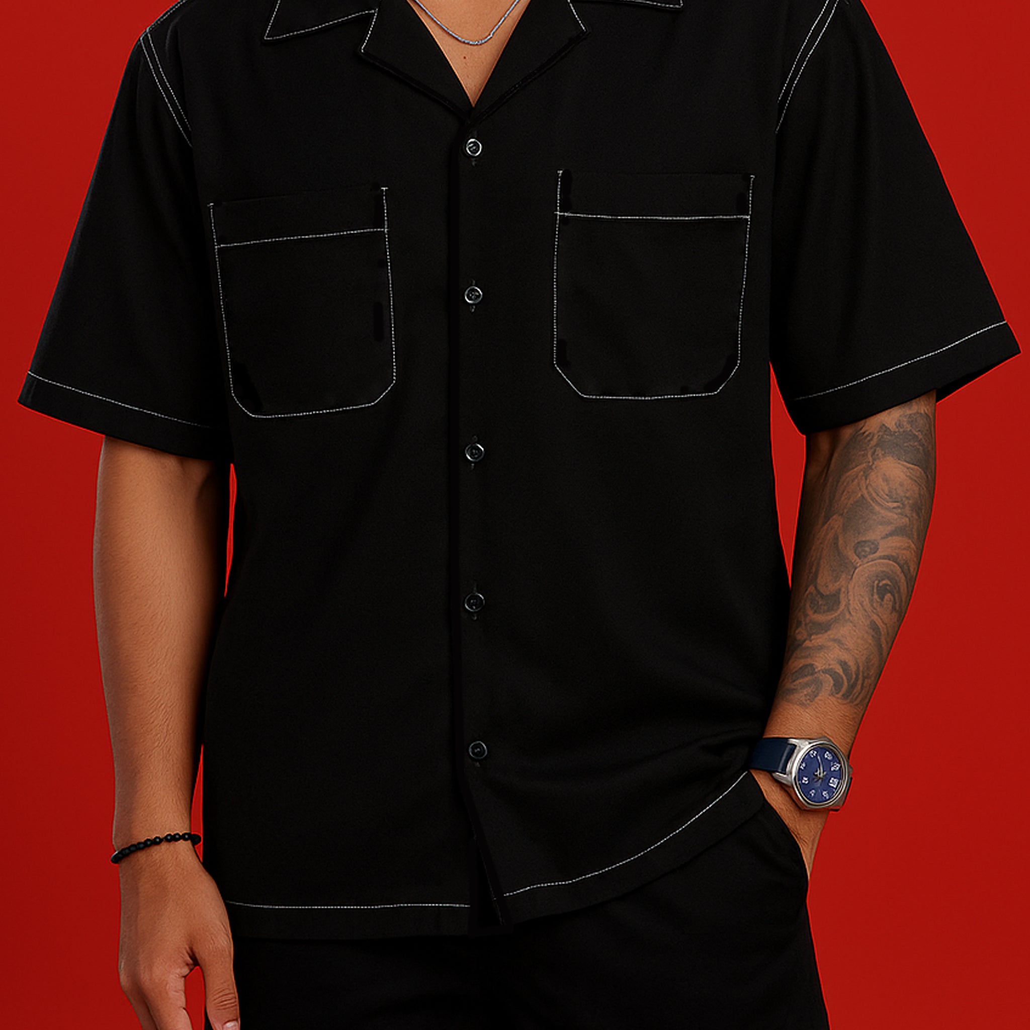 SHADOWLINE BLACK CONTRST SHIRT