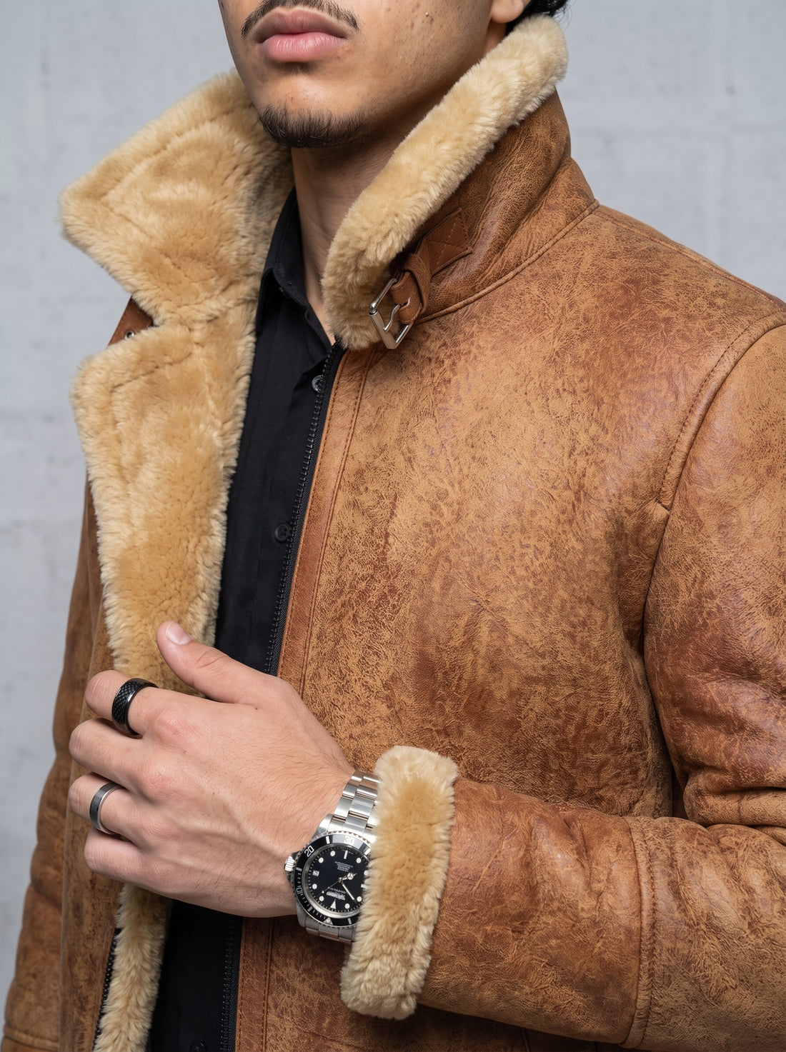 VINTAGE FUR LEATHER JACKET