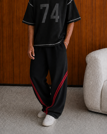 VELOCITY BLACK WIDE-LEG PANEL SWEATPANT