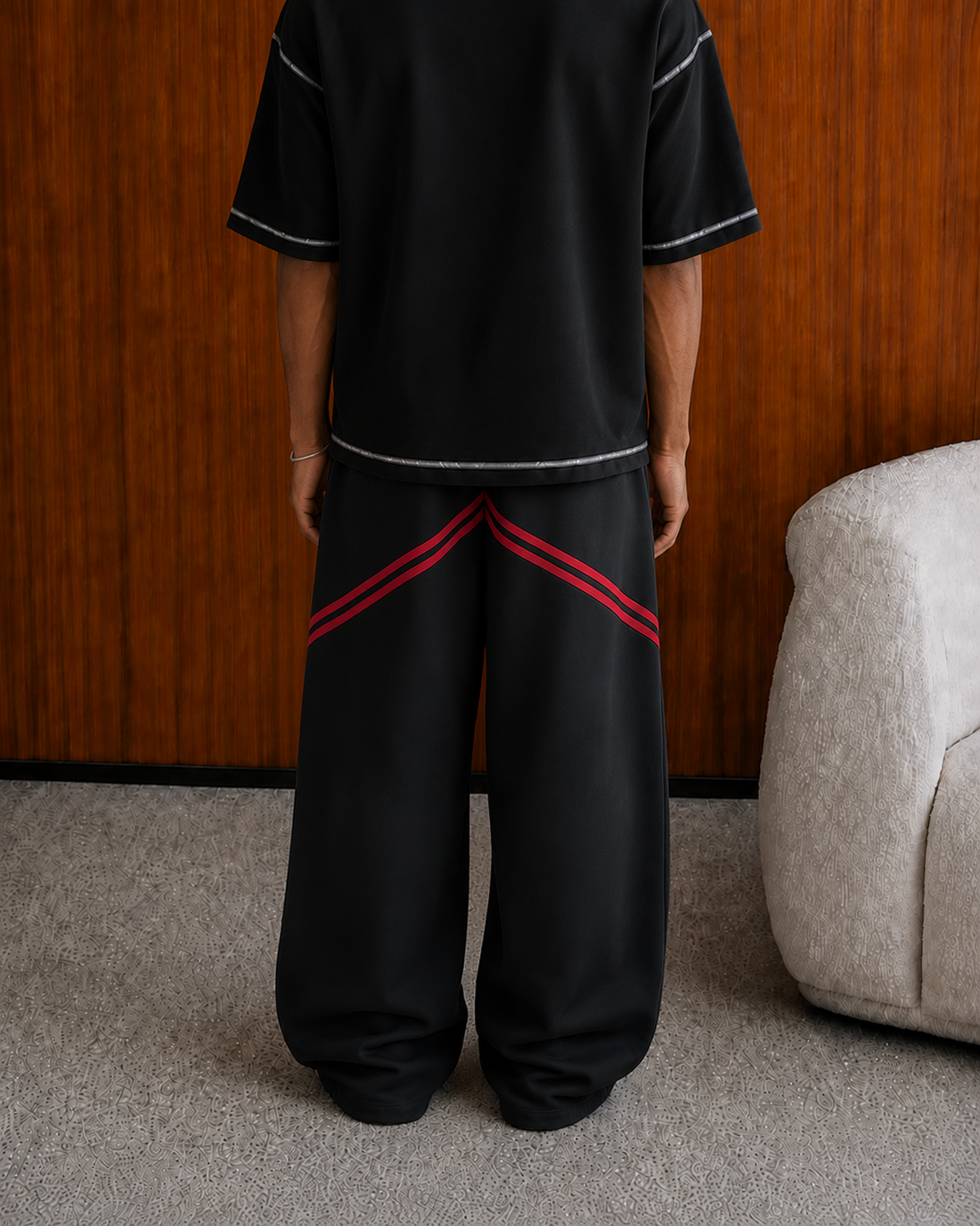 VELOCITY BLACK WIDE-LEG PANEL SWEATPANT