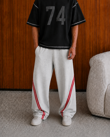 VELOCITY GREY WIDE-LEG PANEL SWEATPANT