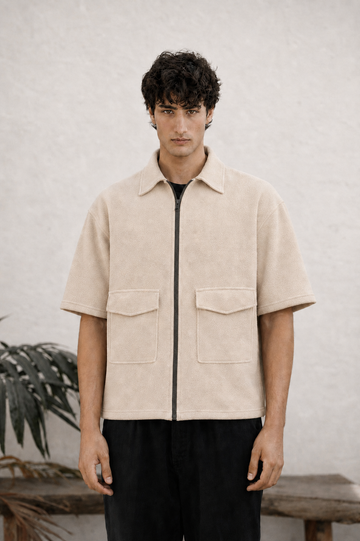DARKFORCE BEIGE UTILITY ZIPPER SHIRT
