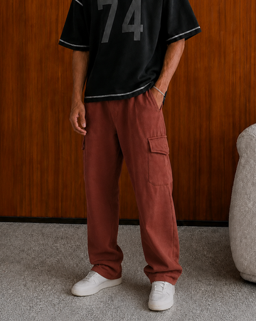 MOCHA RUST UTILITY CARGO SWEATPANT