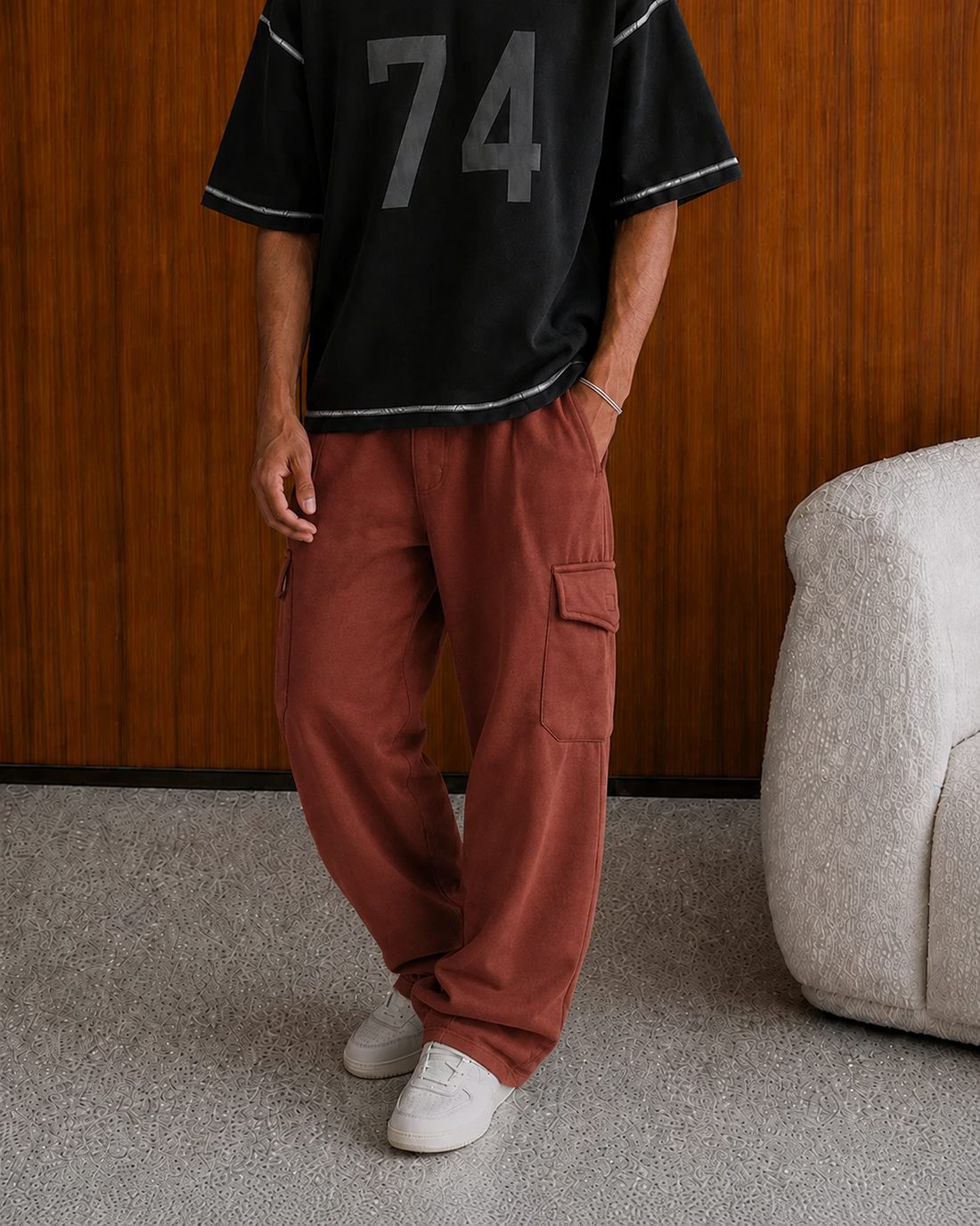 MOCHA RUST UTILITY CARGO SWEATPANT