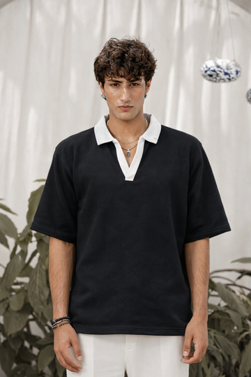 OLD MONEY BLACK POLO T-SHIRT