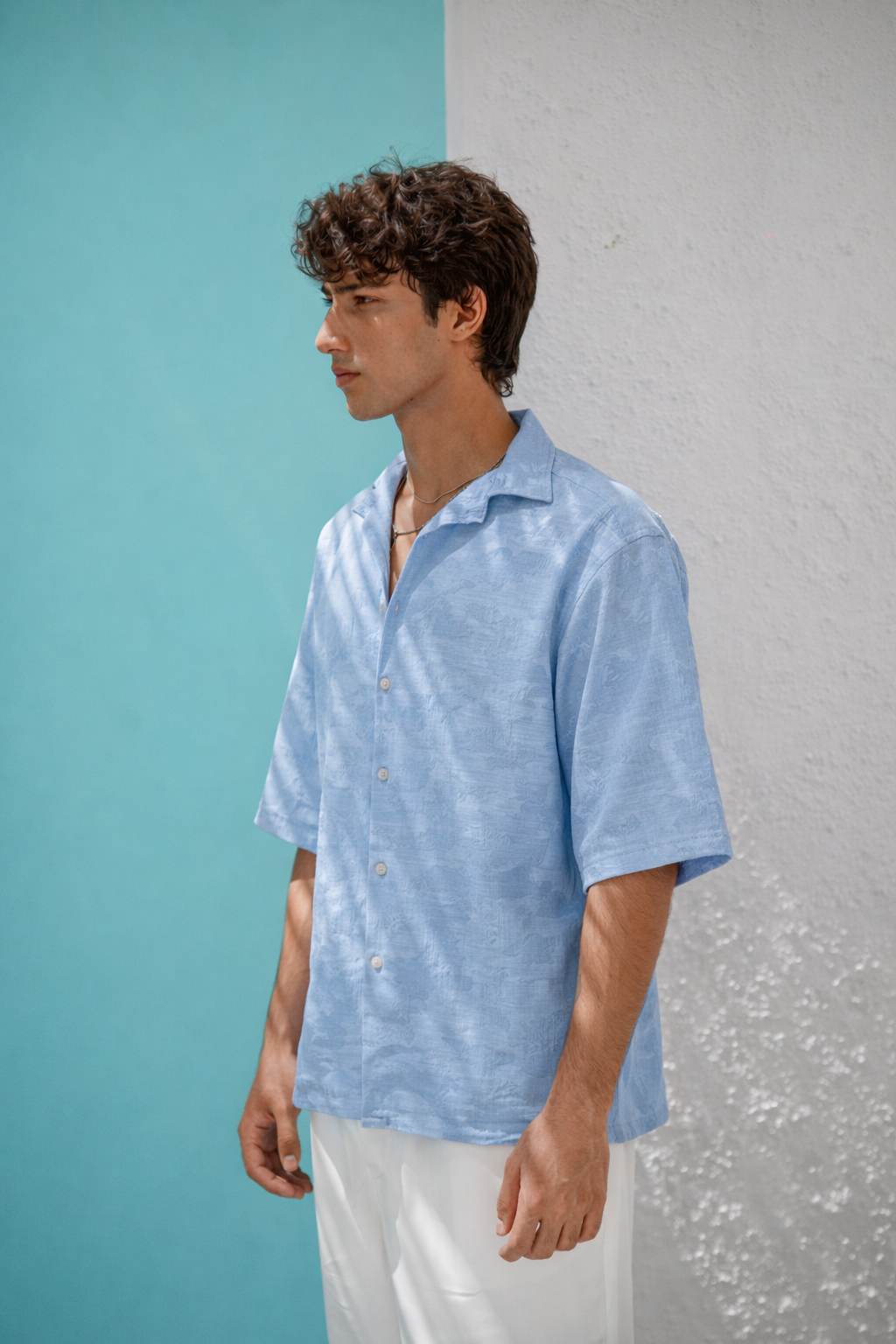 HORIZON BLUE CUBAN OVERSIZED SHIRT