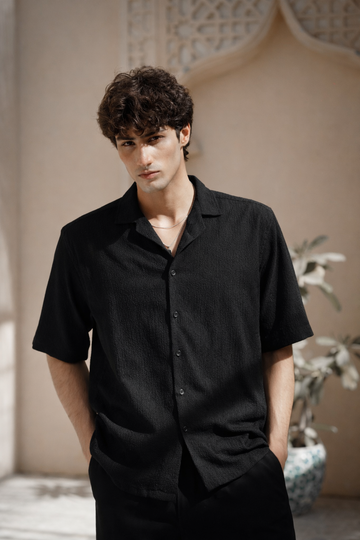 ECLIPSE BLACK CUBAN OVERSIZED SHIRT