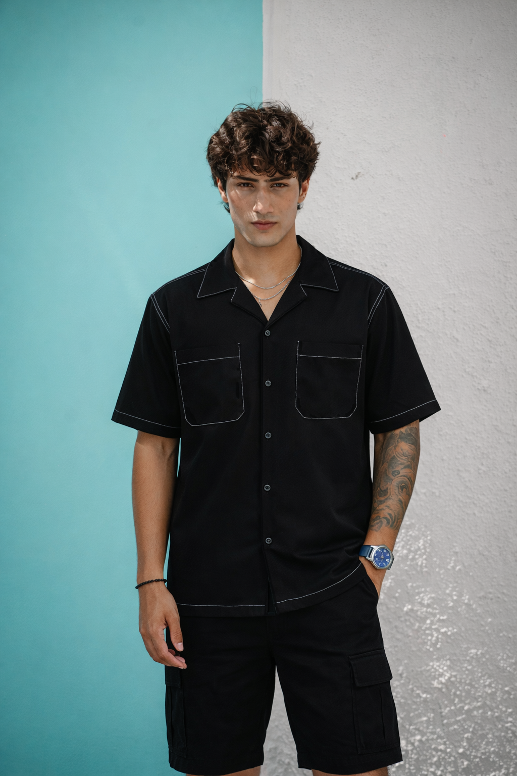 SHADOWLINE BLACK CONTRST SHIRT