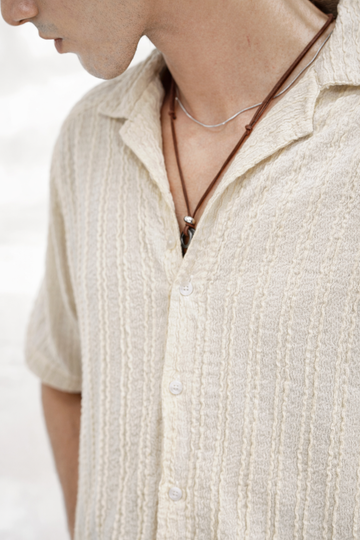 VERONA BEIGE CUBAN OVERSIZED SHIRT