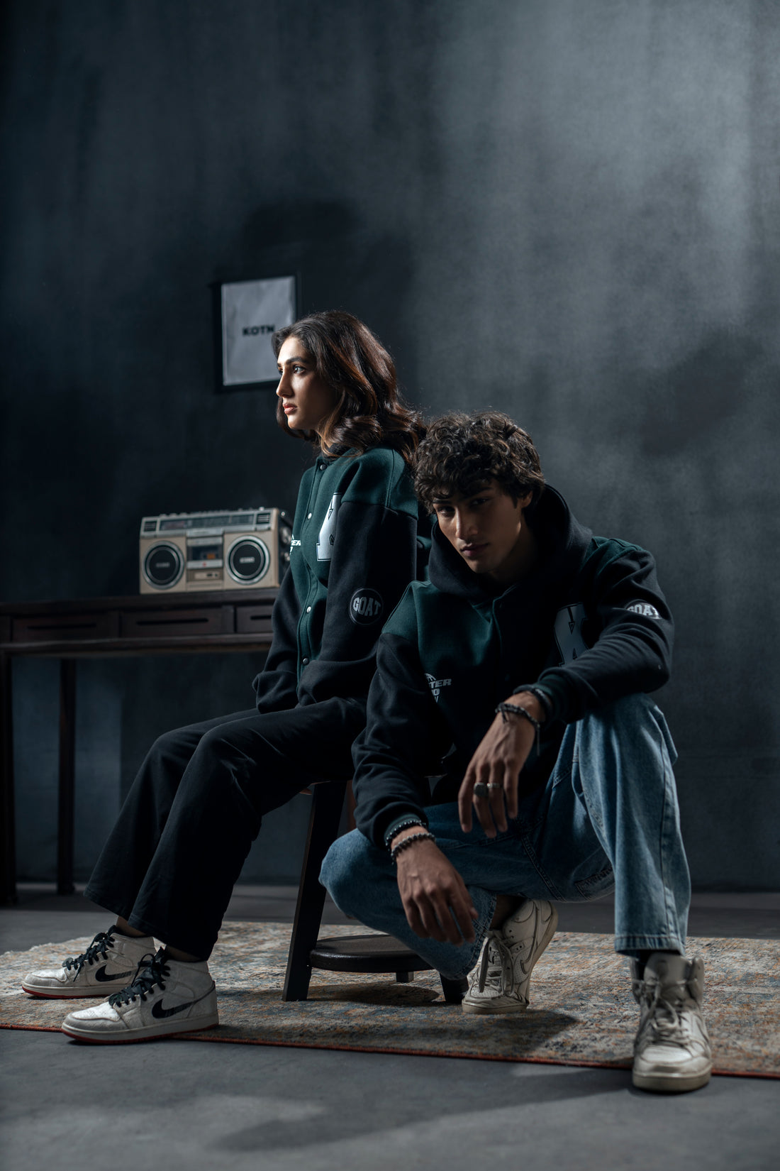 WAVE HOODED VARSITY JACKET