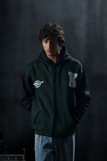 WAVE HOODED VARSITY JACKET