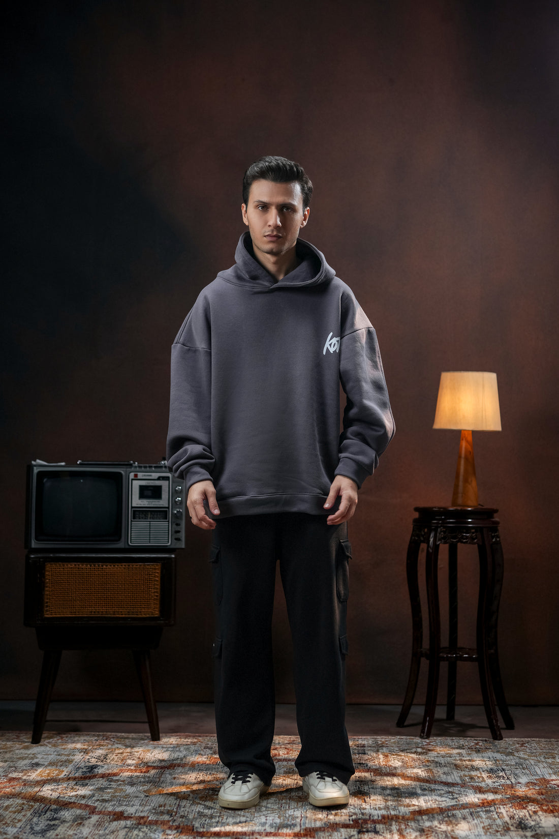 GRAY ESSENTIAL OVERSIZED HOODIE