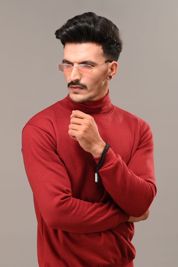 Maroon Basic High Neck
