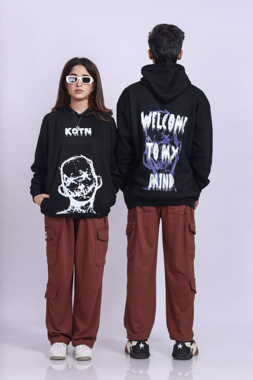 Welcome To My Mind Black Oversized Hoodie