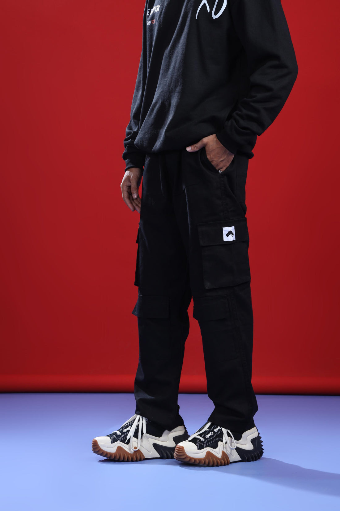 BLACK DOUBLE POCKET CARGO PANT