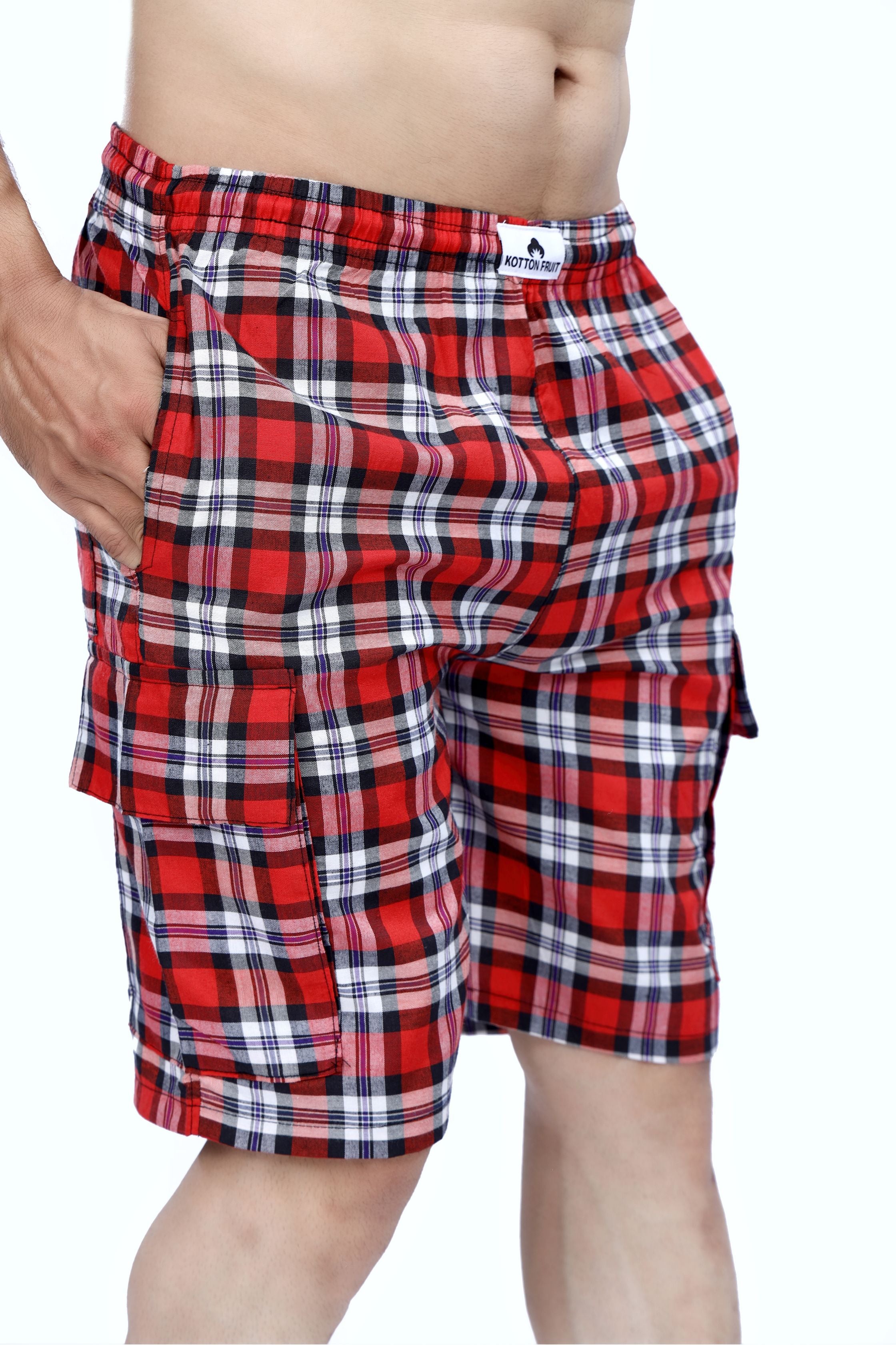 Red checkered shorts on sale