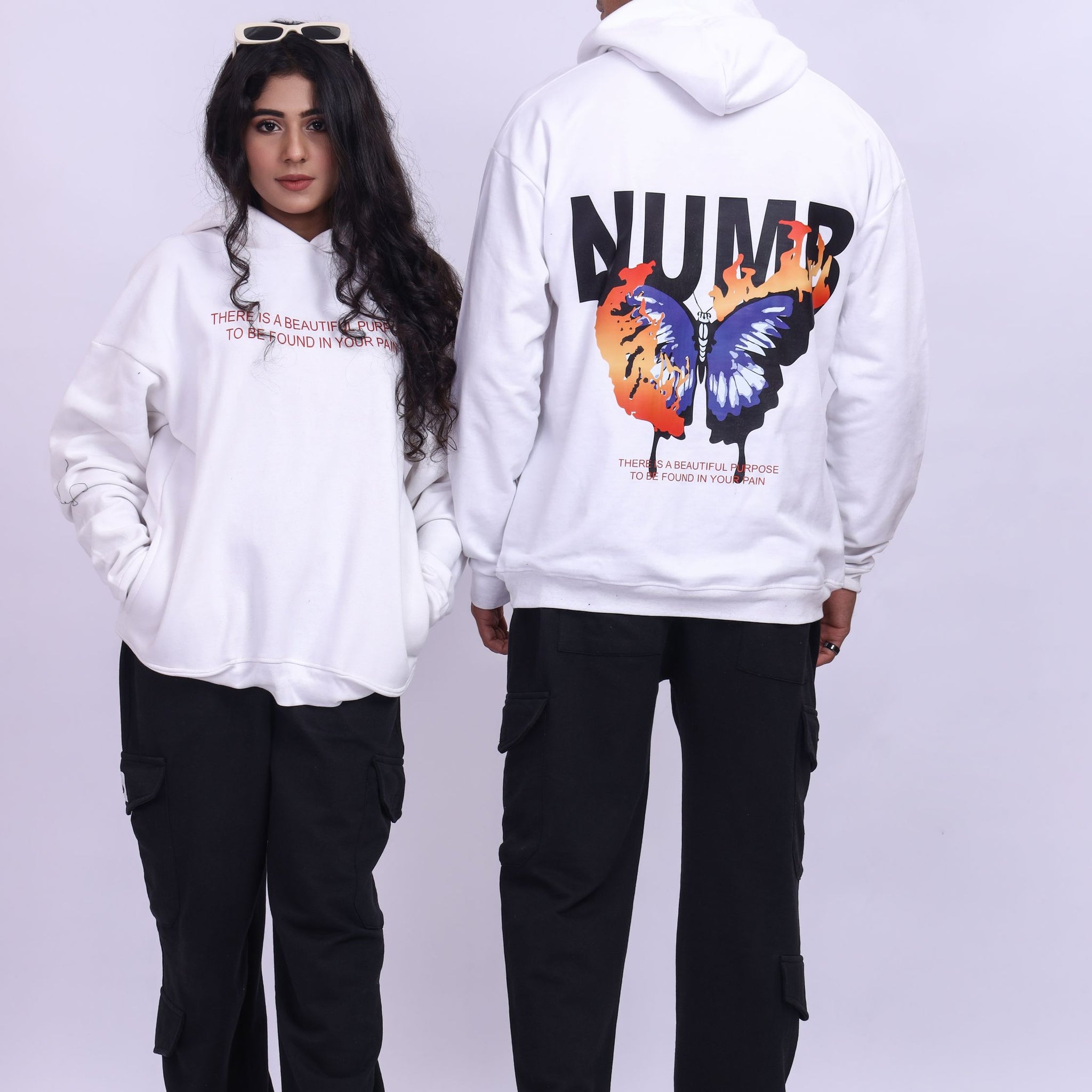 NUMB White Oversized Hoodie