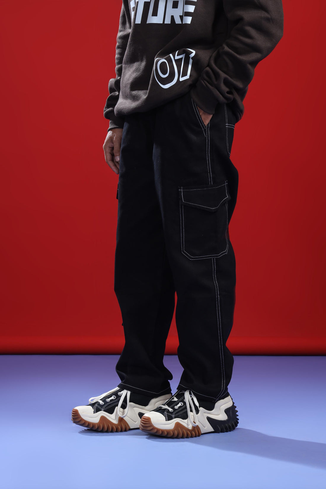 BLACK CONTRAST CARGO PANT