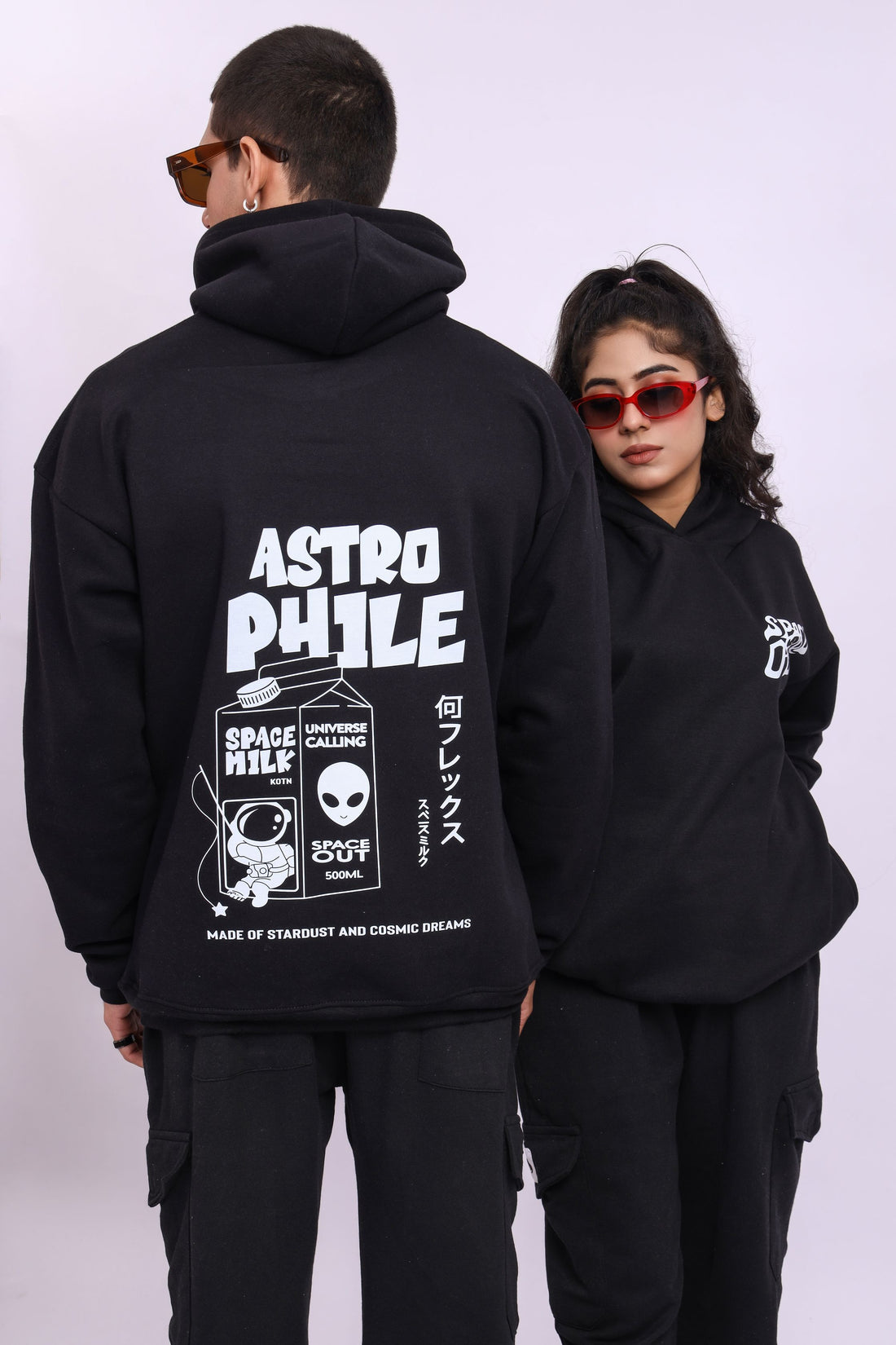 Space Out Black Oversized Hoodie
