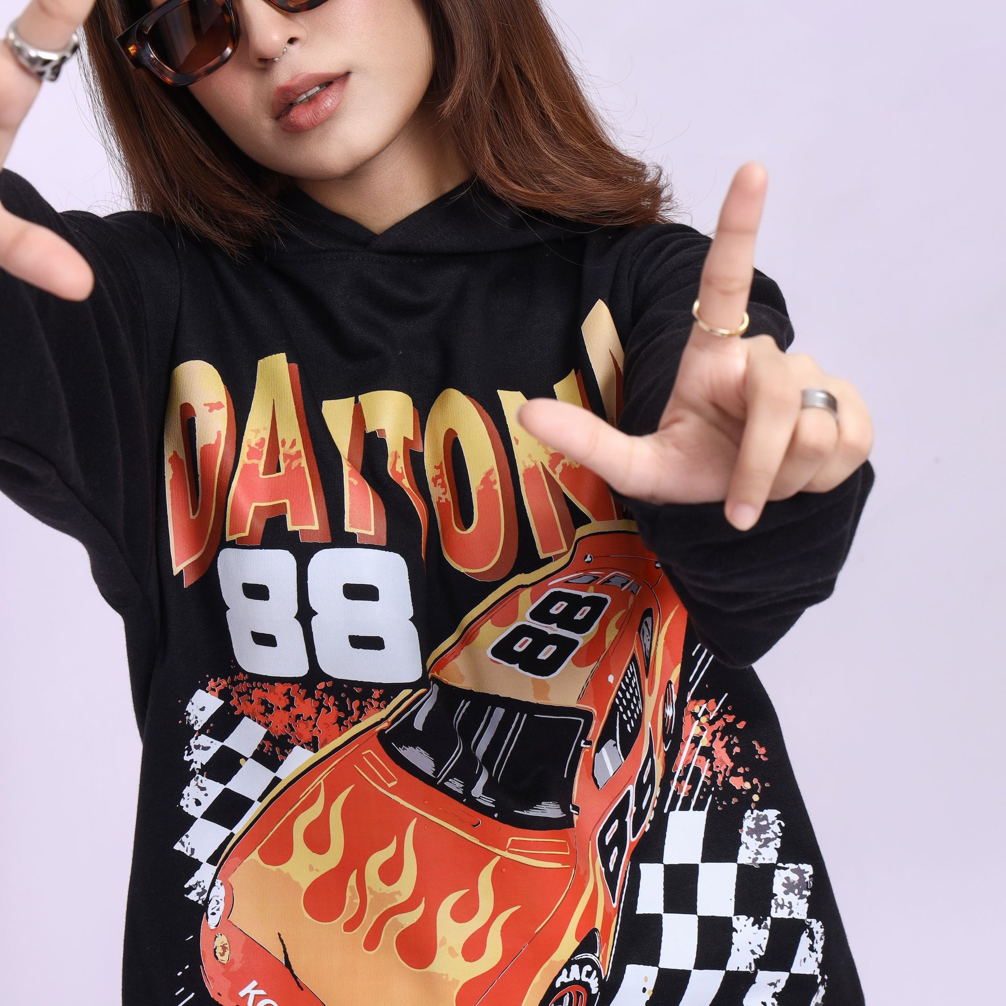 Daytona Black Oversized Hoodie