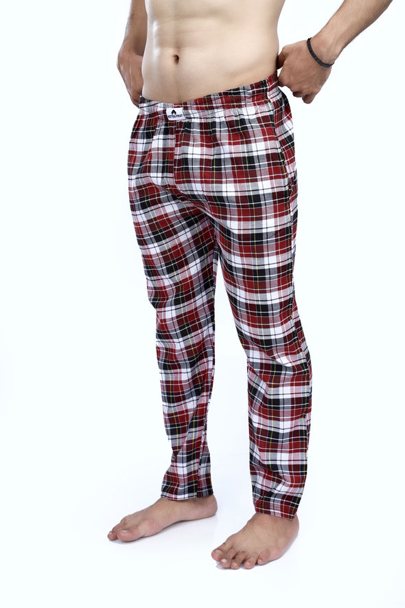 Maroon & Black Check Pajama - Unisex
