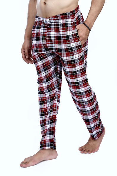 Maroon & Black Check Pajama - Unisex
