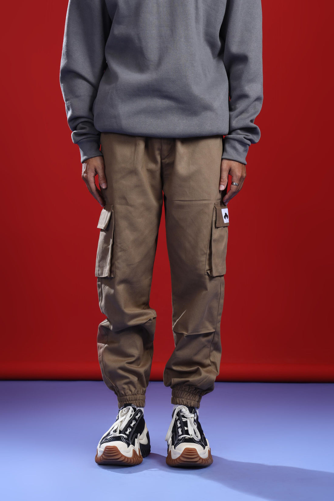 KHAKI CARGO PANT (ELASTIC)
