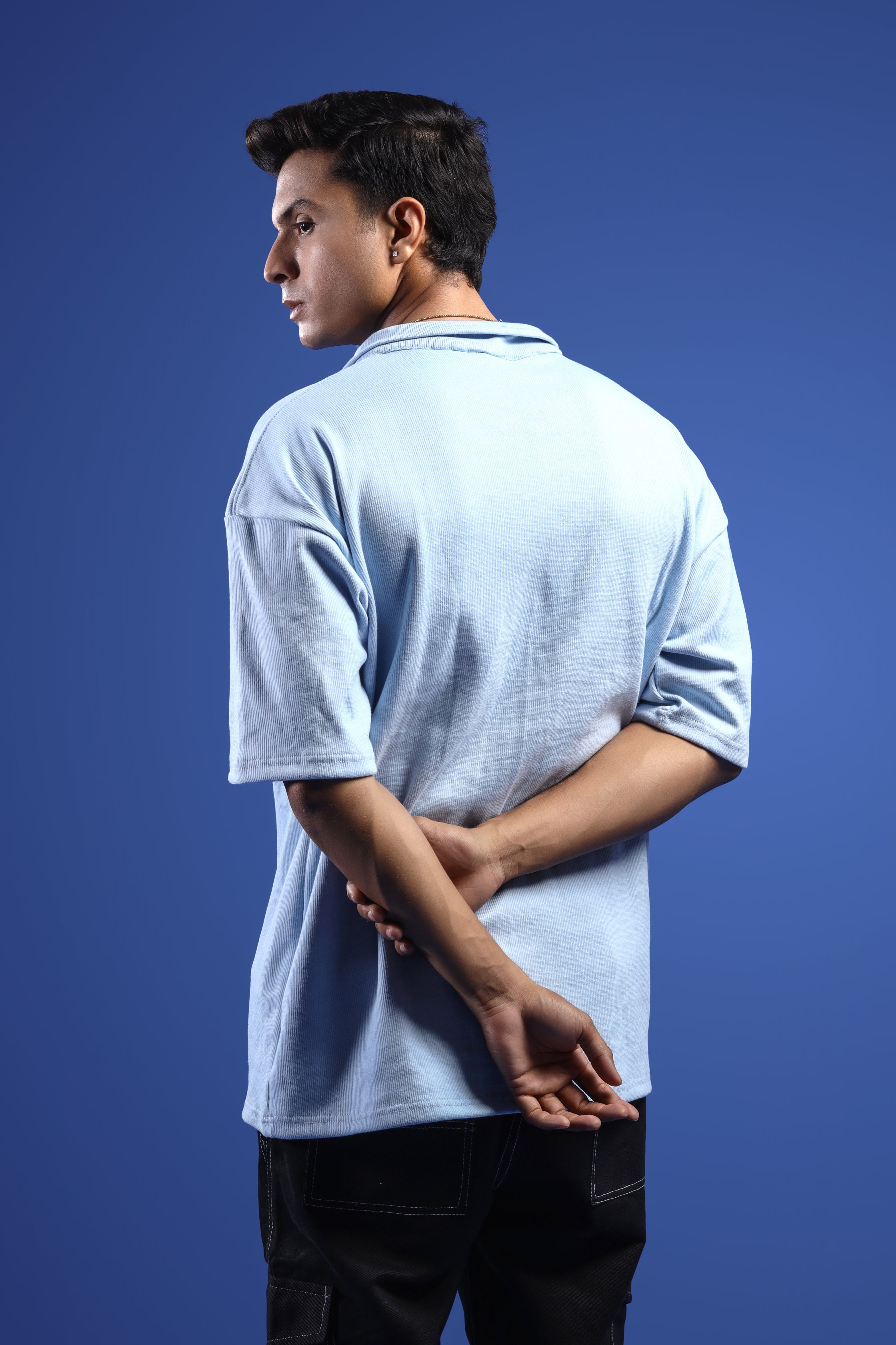 SKYLINE BLUE OVERSIZED POLO T-SHIRT - Kotton Fruit