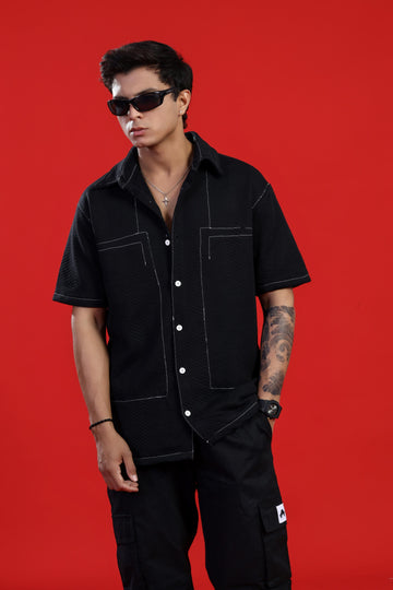 SHADOW CONTRAST BLACK OVERSIZED SHIRT