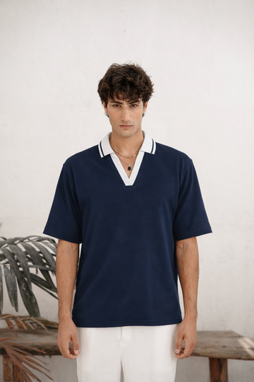OLD MONEY NAVY POLO T-SHIRT
