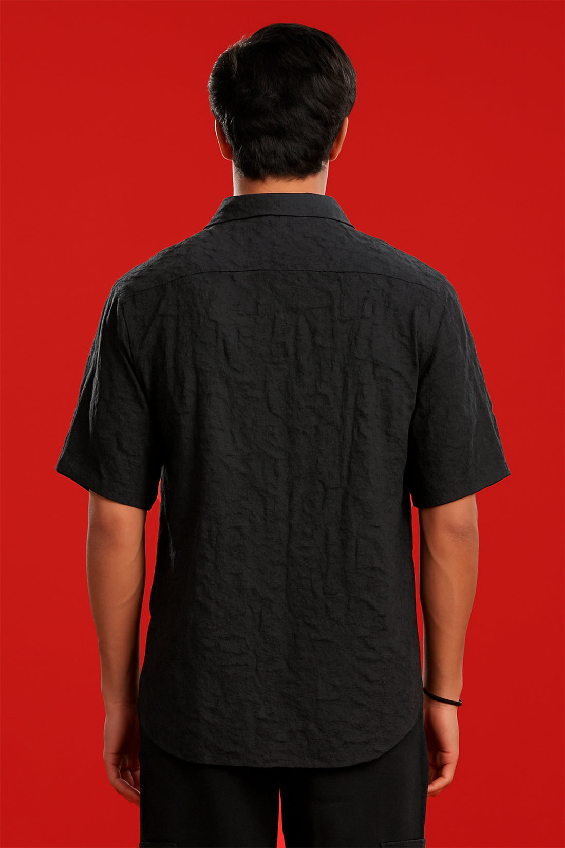 TEXTURED ECLIPSE BLACK OVERSIZED SHIRT