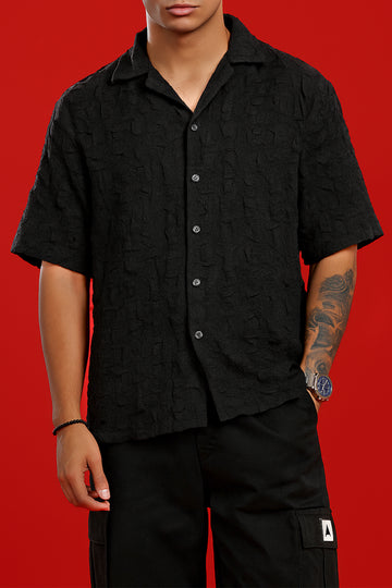 TEXTURED ECLIPSE BLACK OVERSIZED SHIRT