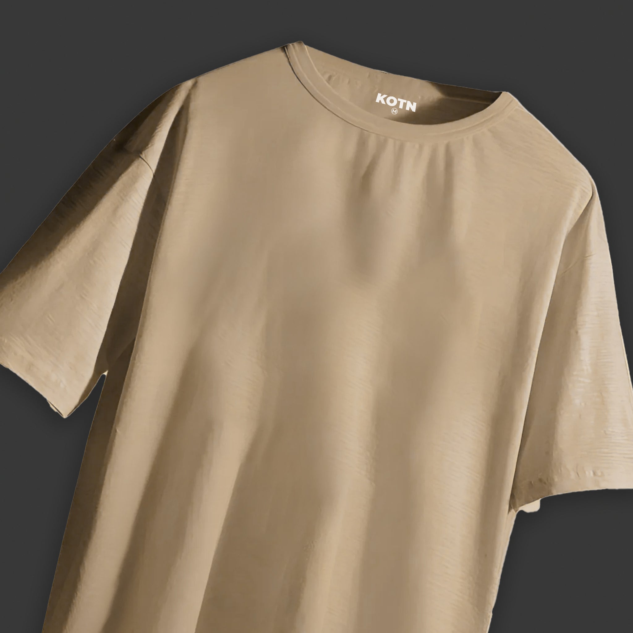 BEIGE OVERSIZED BASIC T-SHIRT
