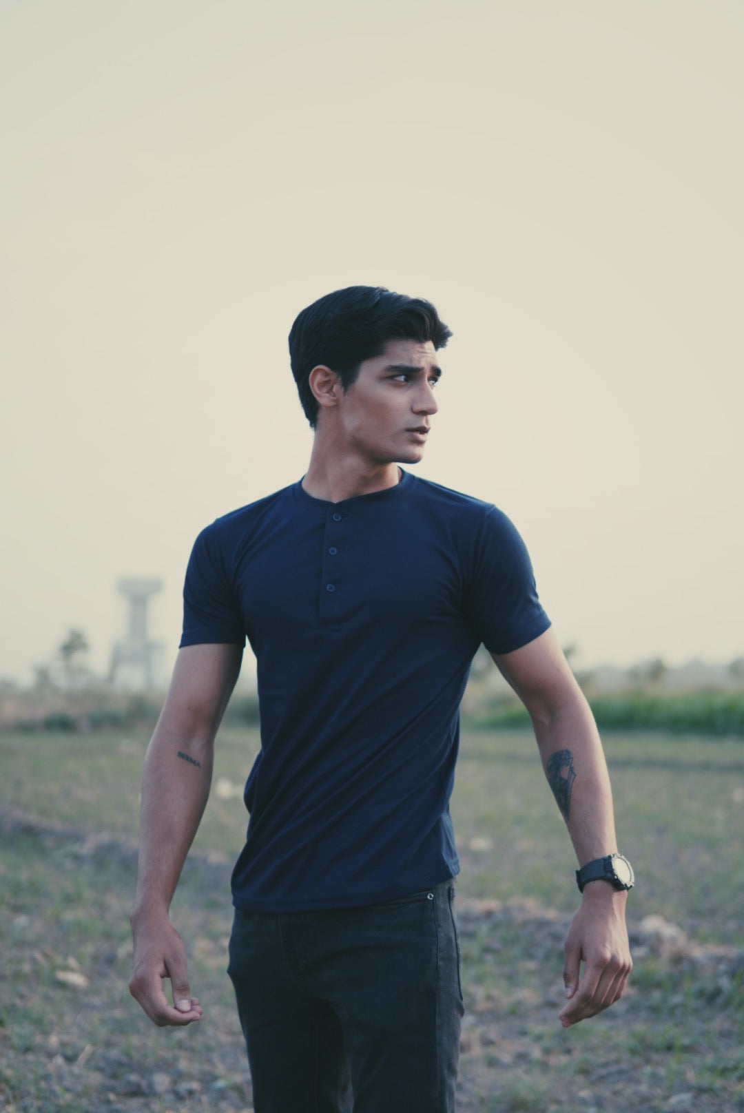 Navy Blue Henley T-Shirt