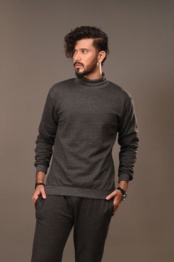 Charcoal Basic Mock Neck - Men