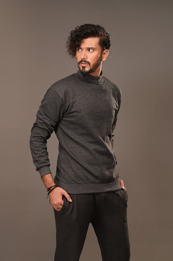 Charcoal Basic Mock Neck - Men