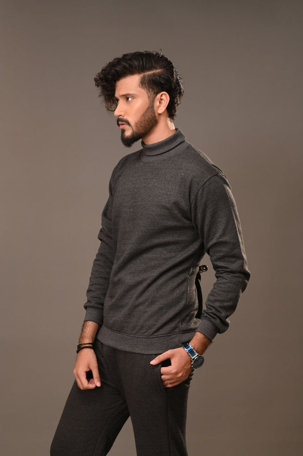 Charcoal Basic Mock Neck - Men