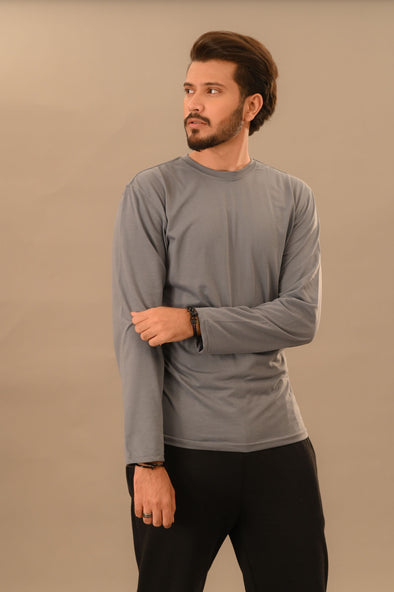 Steel Gray Full Sleeve T-Shirt - Men