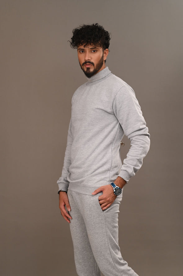 Heather Gray Basic Mock Neck - Men