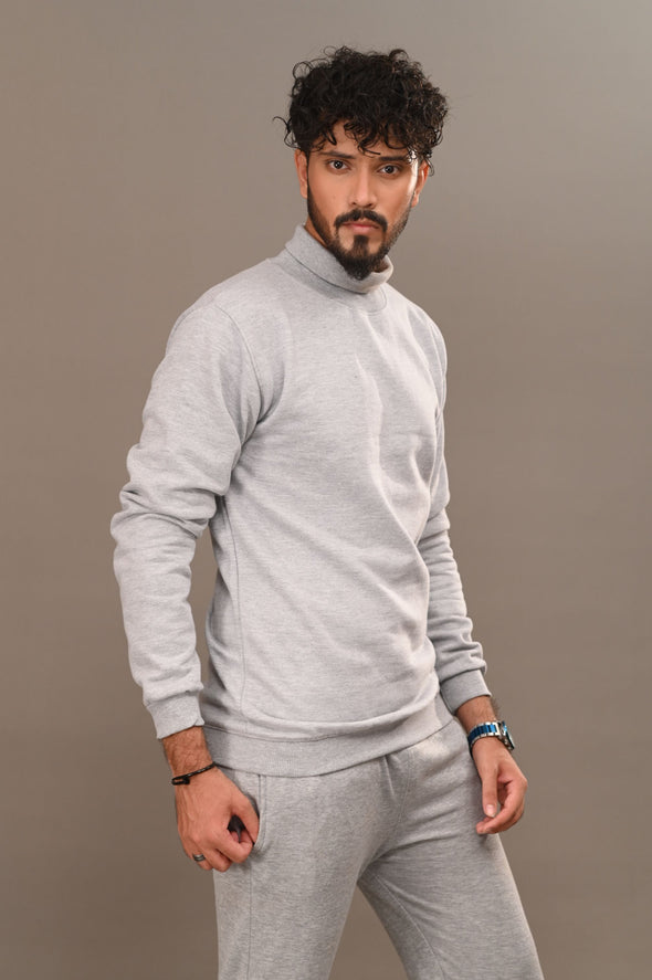 Heather Gray Basic Mock Neck - Men