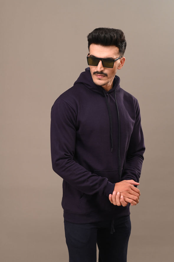 Navy Blue Basic Hoodie - Men