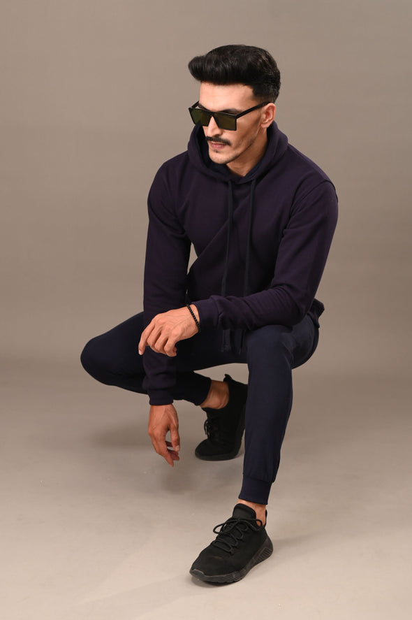 Navy Blue Basic Hoodie - Men