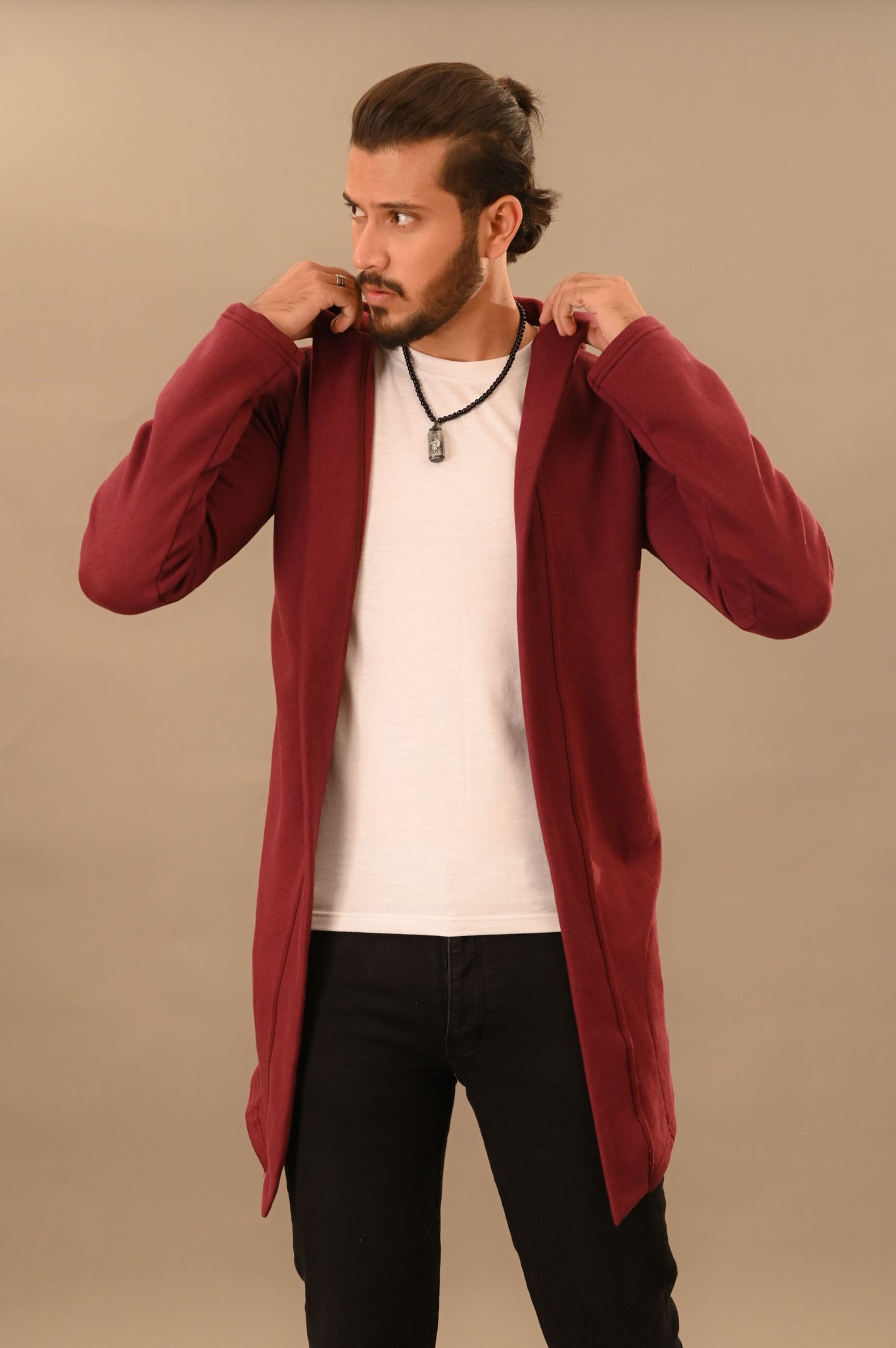 Maroon Fleece Long Coat