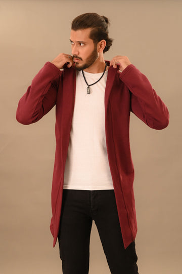 Maroon Fleece Long Coat