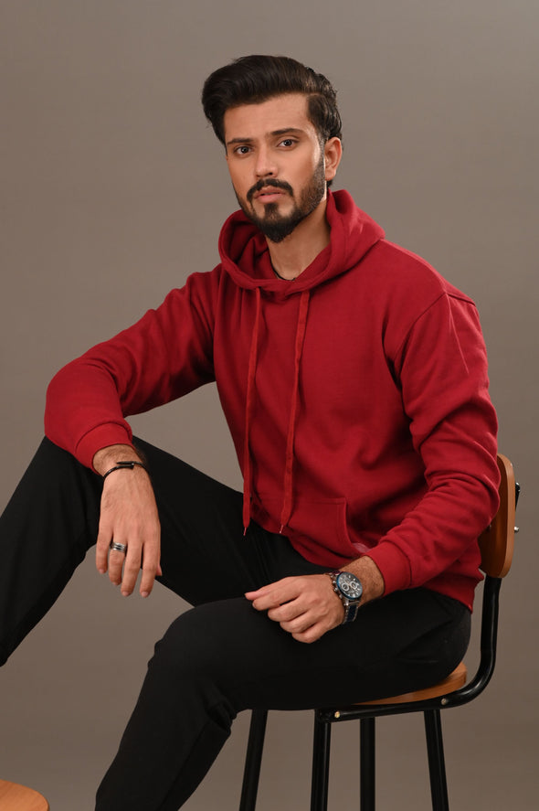 Maroon Basic Hoodie - Men
