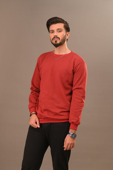 Maroon Basic Sweatshirt - Men
