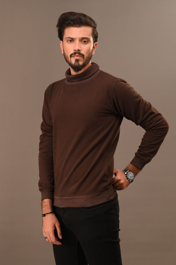 Brown Basic Mock Neck - Men
